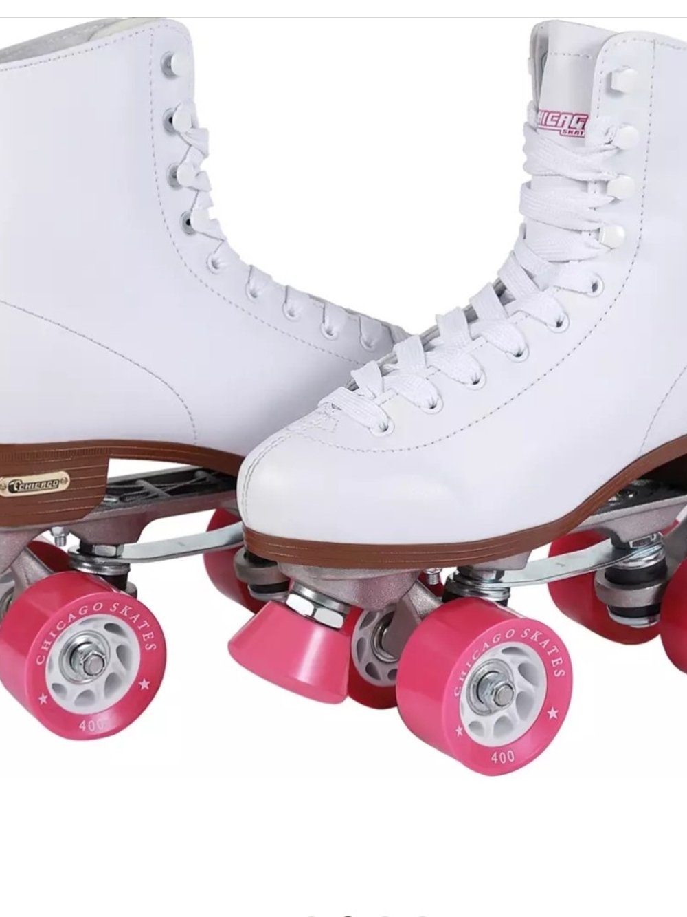 Chicago Skates White Roller Quad with Pink Wheels
